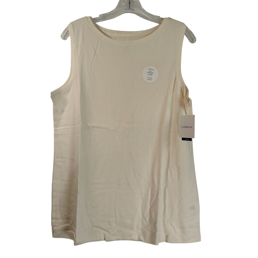 Croft & Barrow Classic Tank Top Pristine Off White 100% Cotton XL